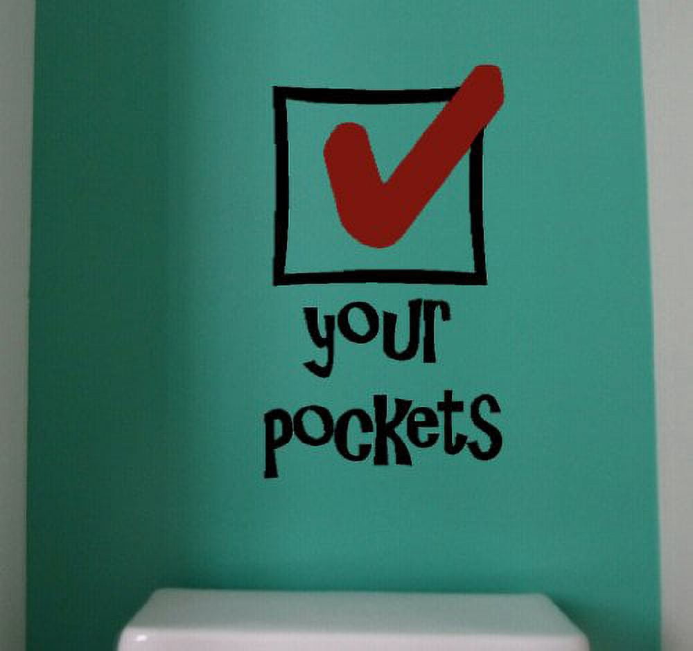 Laundry Room Quote Check Your Pockets Wall Decals Vinyl Sticker 2-Color, 21x12-Inch, Black & Red