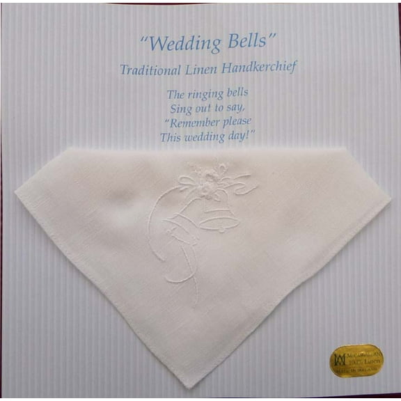 Samuel Lamont 100% Linen Wedding Embroidered Bells Handkerchief