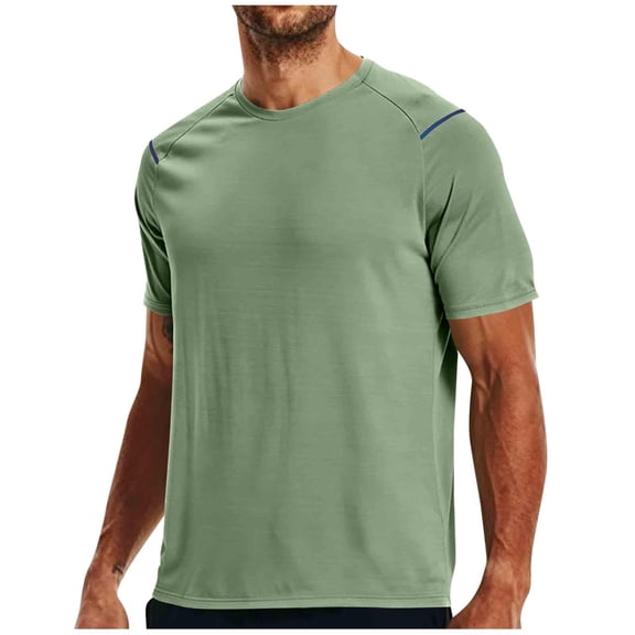 VSSSJ Mens Athletic Shirts Moisture Wicking Short Sleeve Quick Dry Workout T-Shirt Breathable Crew Neck Gym Running Tee Shirt Tops Army Green XXXL