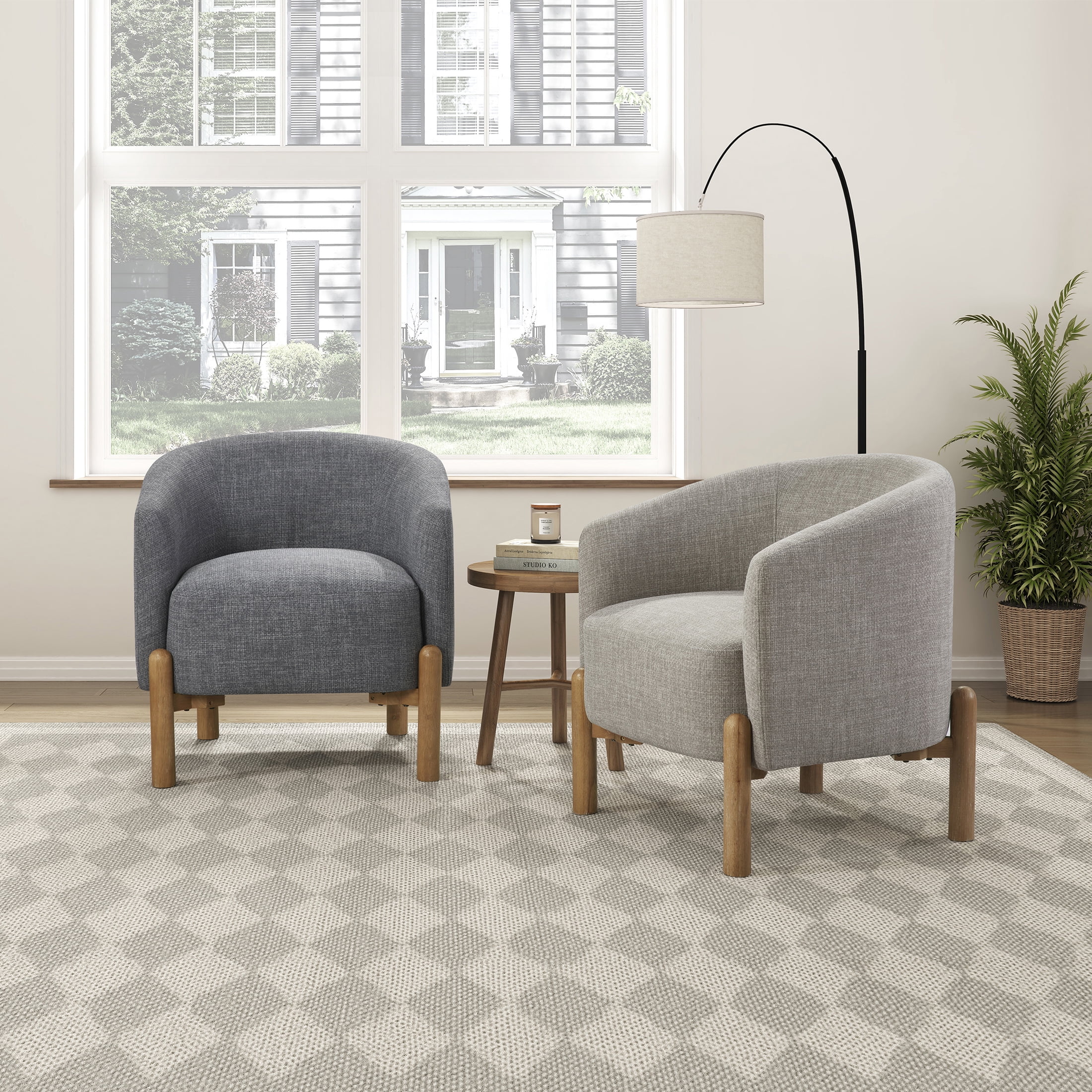 OakvillePark Westbright Textured Fabric Barrel Accent Chair, Taupe