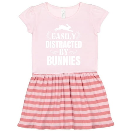 

Inktastic Easily Distracted by Bunnies Gift Toddler Girl Dress