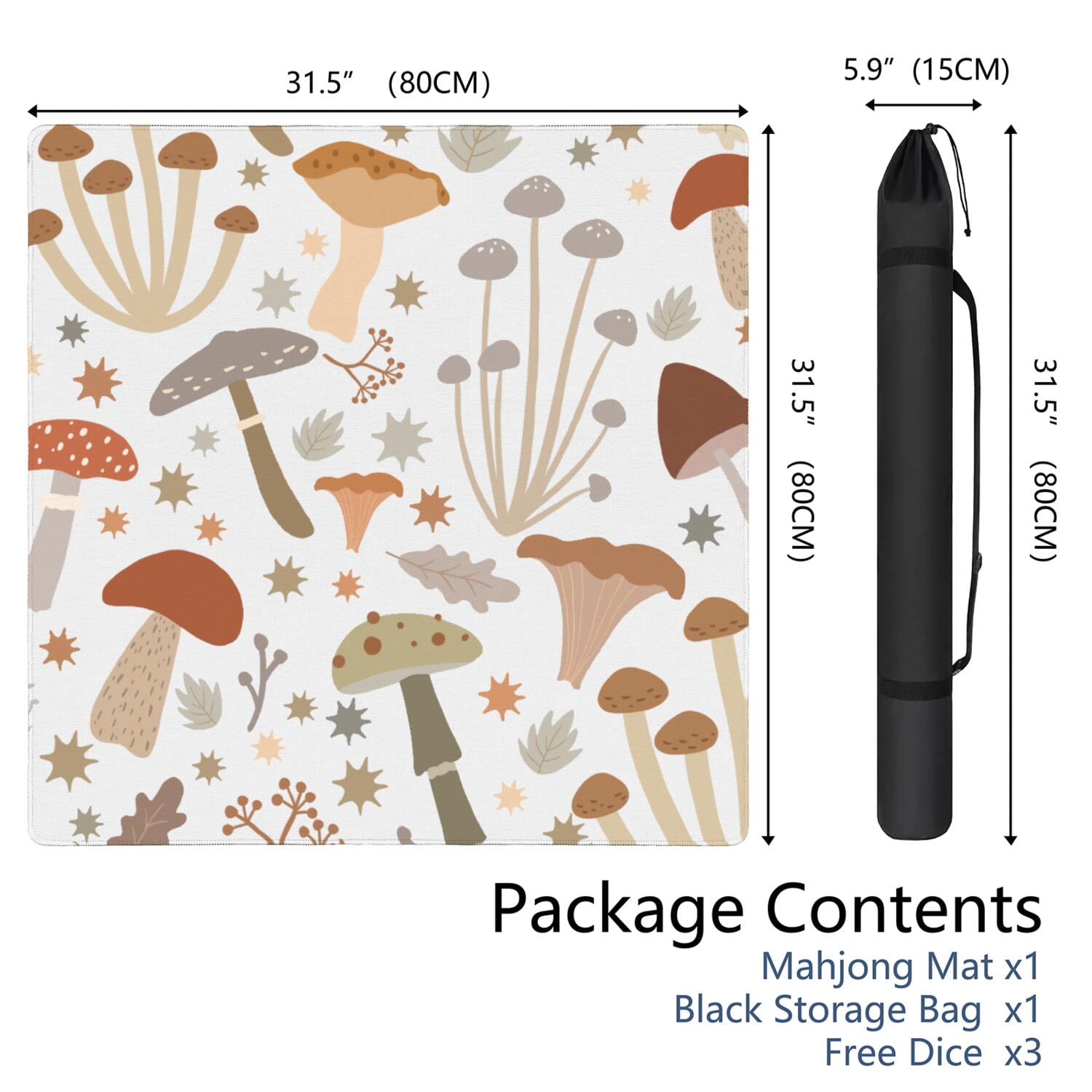 Square Plants Inspired Game Mat 31.5 Inches Crafted from High Quality Rubber Featuring Anti-Slip Backing Grip and Noise Reduction for Tiles Cards Games