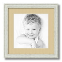 ArtToFrames 14x14 Matted Picture Frame with 10x10 Single Mat Photo Opening Framed in 1.25 Off White Wash on Ash and 2 Green Whisper Mat (FWM-4098-14x14)