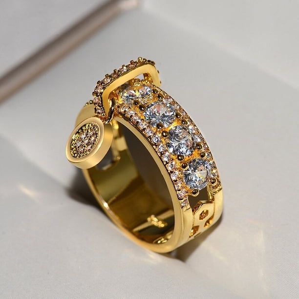 Recién llegado, anillos de boda rellenos de oro rosa Vintage para mujer, joyería de moda, anillo de compromiso de circón blanco de lujo Tan Jianjun unisex
