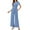 Blue, variant on LYMAYTER Womens Crewneck Jumpsuits Summer Solid Color Soft Bodysuit Pants Female Short Sleeve Casual Rompers S-2XL