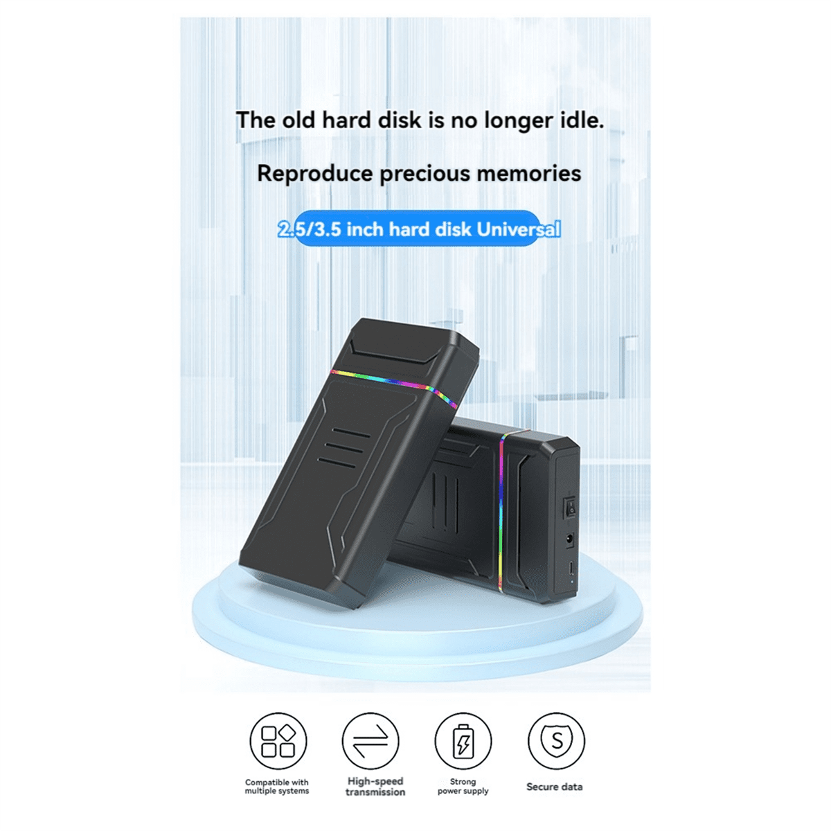 Hard Disk Enclosure to Type C Drive Box with Led External HDD for 2.5 3.5 Inch Up 6Gbps US Plug