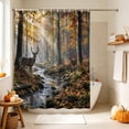 thumbnail image 5 of Forest Deer Shower Curtain Set - Standard 72" x 72" Washable Bathtub Curtain with 12 Hooks, Modern Country Trees Branch Elk Landscape Waterproof Fabric Stall Shower Curtains for Bathroom Décor, 5 of 8