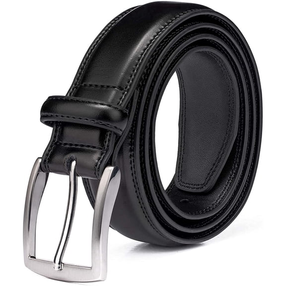 Men's Dress Belt, Genuine Leather Belts - Classic and Fashion Design for Work Business and Casual 34 Essential Black