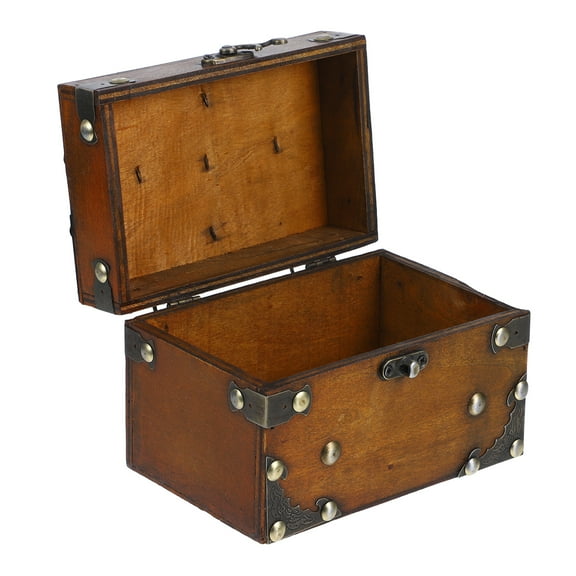 HEMOTON Brown Wood Jewelry Box with Vintage European Design for Home Storage and Organization