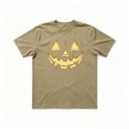 thumbnail image 4 of Mens Halloween Jack O'Lantern Pumpkin Face Print Crew Neck Short Sleeve T-Shirt, Soft Casual Holiday Graphic Tee for Halloween Party Daily Outdoor Wear(Khaki,XXXL), 4 of 5