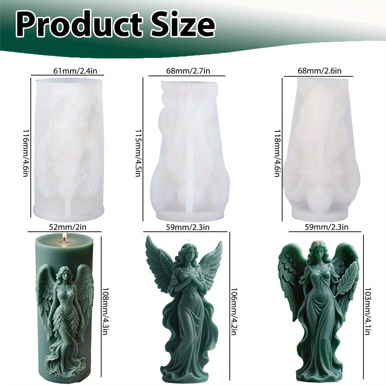 3Pcs Epoxy Resin Casting Molds, Silicone Candle Molds for Candle Making, 3D Angel Girl Silicone Molds, Silicone Craft Molds for DIY Candle Aroma Resin Soap Ornament, Home Decor