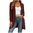 thumbnail image 2 of Idoravan womens cardigan sweaters with pockets Women Solid Color Long Sleeves Knit Cardigan Loose Curved Placket Tops, 2 of 6