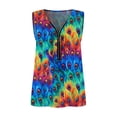 thumbnail image 6 of Honeeladyy Clearance under 5$ Women Summer Vest Peacock Leopards Stars Print Pattern Shirt Loose Zipper V Neck Tank Tops Sleeveless Soft Tee, 6 of 7