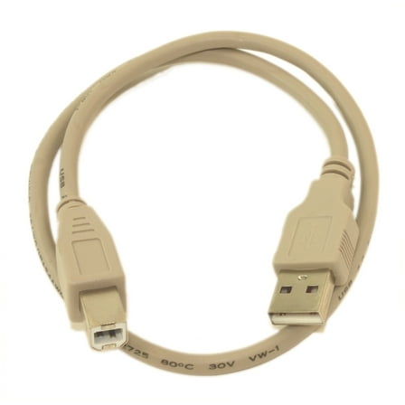 1.5ft USB 2.0 Certified 480Mbps Type A Male to B Male Cable, Beige
