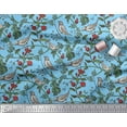 thumbnail image 2 of Soimoi Japan Crepe Satin Fabric Bird & Leaf Bird Printed Fabric 1 Yard 42 Inch Wide, 2 of 2