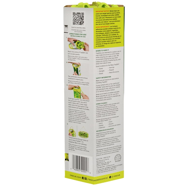 RESCUE! TrapStik for Outdoor Wasps, Mud Daubers, Carpenter Bees