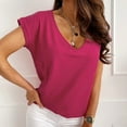 thumbnail image 6 of USSUMA Summer Tops for Women Trendy V Neck Short Sleeve Dressy Shirts Blouses Cute Basic Women's Tops Summer 2022 Solid Color Casual Tshirts Tunic Plus, 6 of 8