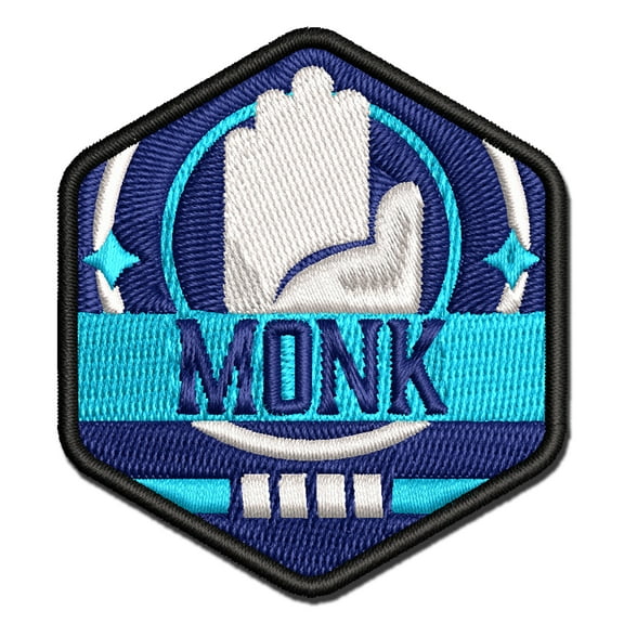 RPG Class Monk Games Fantasy Gaming Applique Multi-Color Embroidered Iron-On Patch - 2.5 Inch Small