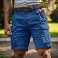 thumbnail image 2 of Fabrcox S-4XL Mens Shorts Cargo Big and Tall Men's Athletic Shorts Hiking Fishing Fitness Men's Bermuda Shorts with Pockets No Belt Blue XL, 2 of 6