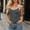 Gray, variant on Women's Contrast Binding V Neck Sleeveless Tank Top, Slim Ribbed Knit Casual Summer Camisole Light Blue S