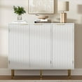 thumbnail image 4 of Fluted Buffet Sideboard with 3 Doors, Modern Accent Cabinet with Adjustable Shelves, Kitchen Storage with Golden Handles, Coffee Bar for Kitchen, Dining Room, White, 4 of 7