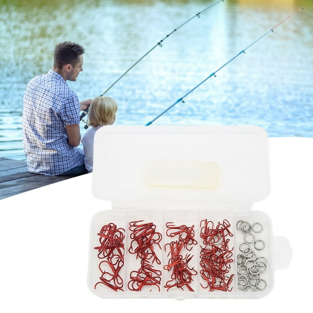 Triple Barbed Hooks, Lightweight Incisive Nickel Coating Fishing Treble  Hooks Kit For Pond Red 