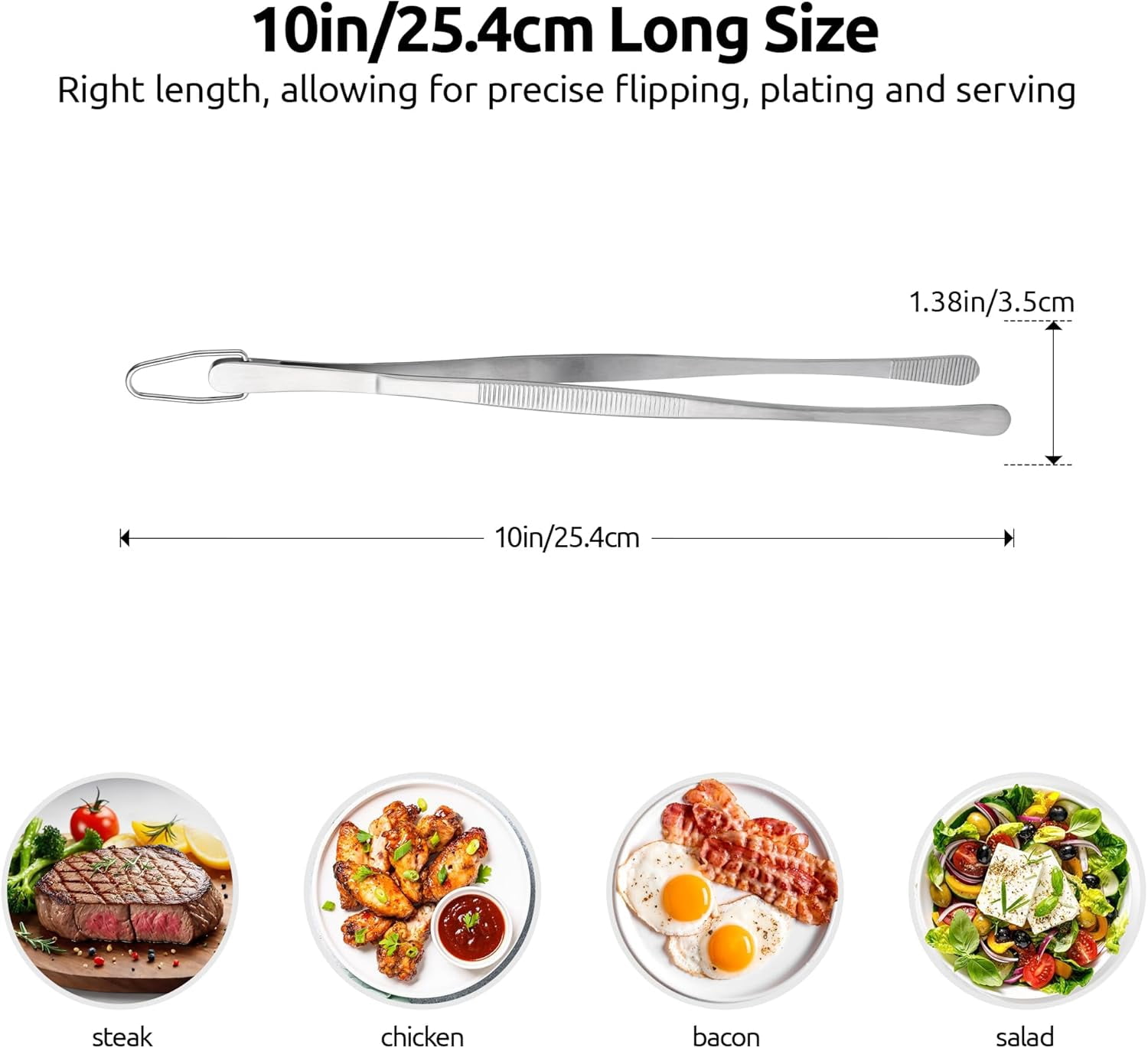2 Piece Skinny Silicone Jar Spatula Kitchen Tweezer Set 600F Heat Resistant 10 Inch Round Tip Purple