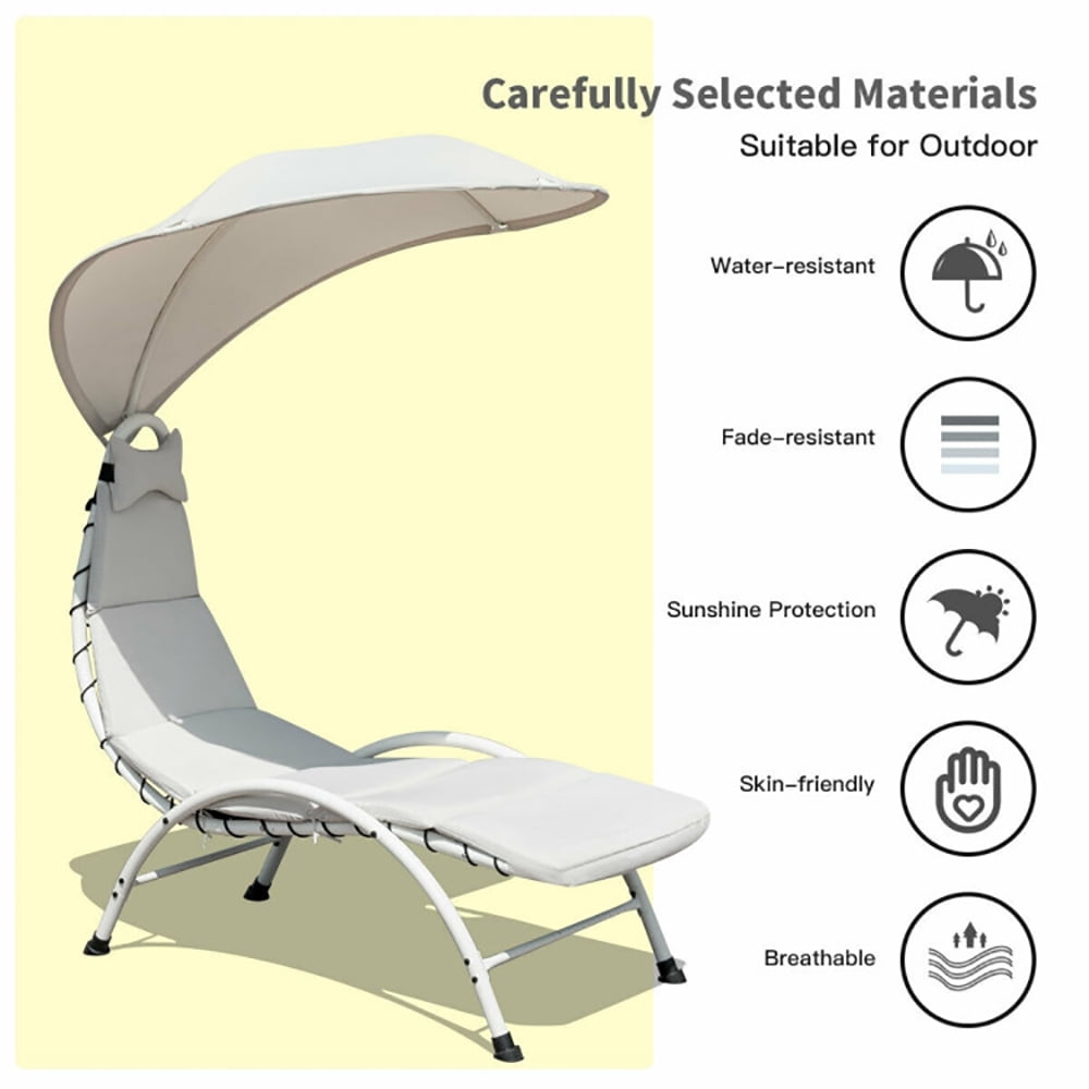 Aimee Lii Patio Hanging Swing Hammock Chaise Lounger Chair with Canopy, Patio Loungers, Beige Aimee Lii Patio Hanging Swing Hammock Chaise Lounger Chair with Canopy, Patio Loungers, Beige