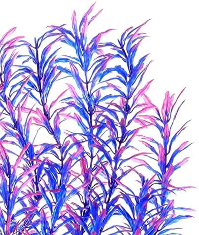 Aquarium Decor Plastic Plants Extra Large 21 Inches Artificial Fish Tank Plants Tall Fish Tank Decorations (Purple 2pcs)