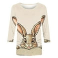 thumbnail image 3 of Fjofpr 3/4 Length Sleeve Womens Tops Casual Easter Shirts for Women 3/4 Ladies' Easter Print Printed Round Neck Three Quarter Sleeve 3/4 Sleeve T-shirt Loose Top, 3 of 4