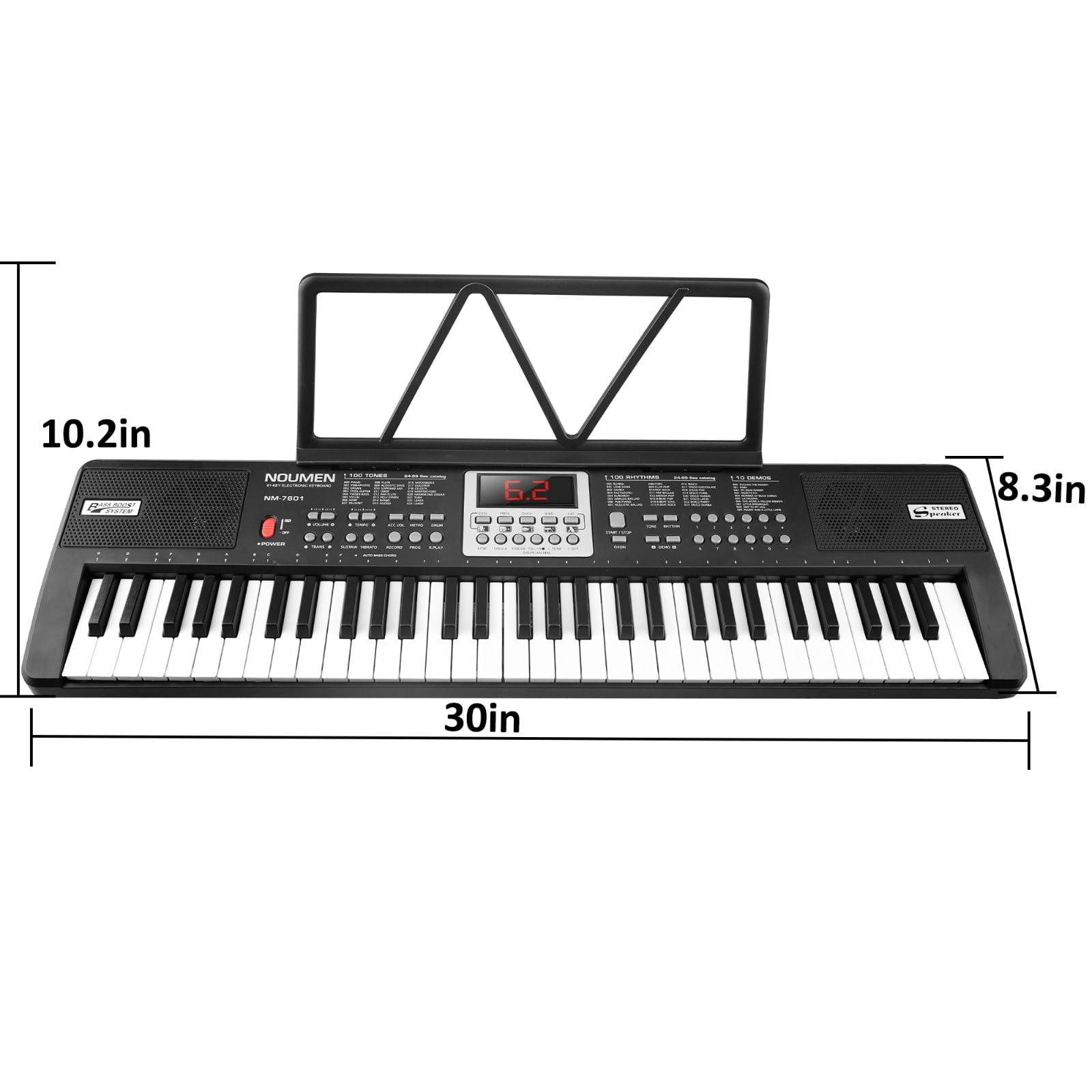 Elegant Choise Piano Keyboard for Kids 61 Key Electric Organ with Music Stand and Microphone, Black