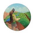 thumbnail image 1 of Adventure Mouse Pad for Computers, Man with a Backpack his Back Turned Standing on Top of a Mountain Hiking, Round Non-Slip Thick Rubber Modern Gaming Mousepad, 8" Round, Multicolor, by Ambesonne, 1 of 2