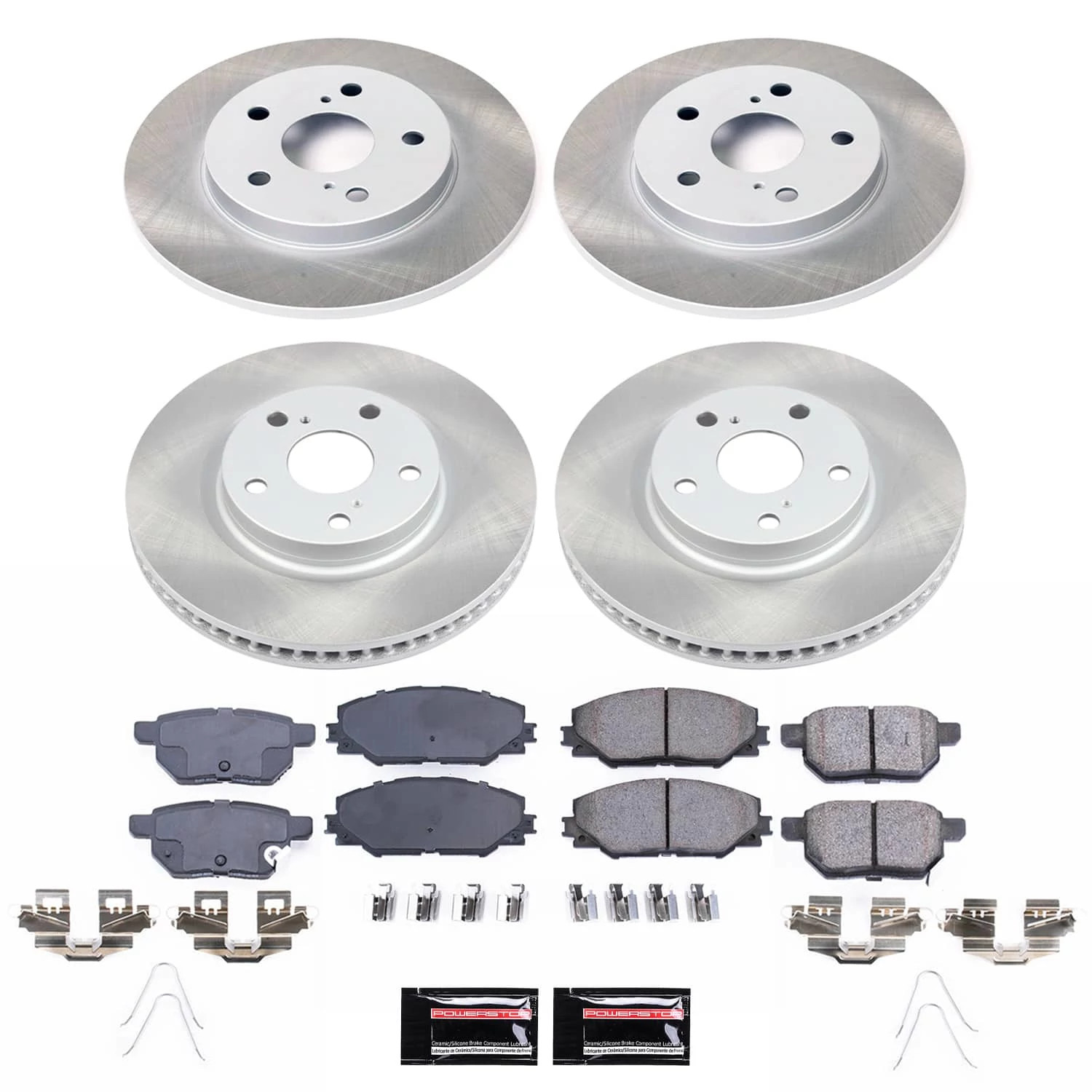 PowerStop Front and Rear Semi-Coated Rotor and Low-Dust Ceramic Brake Pad Kit SC7631