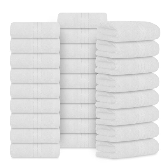 Casa Lino 26Pcs Washcloths (12" x 12") - 100% Cotton, 400GSM, Ultra Soft & Highly Absorbent (White)
