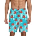 thumbnail image 1 of Balery Crab Swims In The Ocean Pantalones cortos de pijama de punto de algodón para hombre con cinturilla y bolsillos-4X-Large, 1 of 6