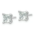thumbnail image 2 of 14k White Gold 2 carat Lab Grown Diamond VS/SI+ G+ Princess Complete Four Prong Stud Earrings, 2 of 4