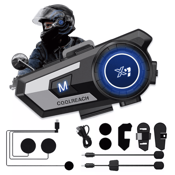 Audífonos Edr Con Bluetooth 5.2 Para Casco De Motocicleta Negro/Gris