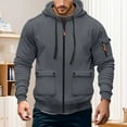 thumbnail image 2 of Rhuody Mens Winter Jacket Men'S Long Sleeve Hooded Jacket Winter Lined Zip Up Outerwear Stylish Solid Color Coat Warm Coats Dark Gray L, 2 of 9