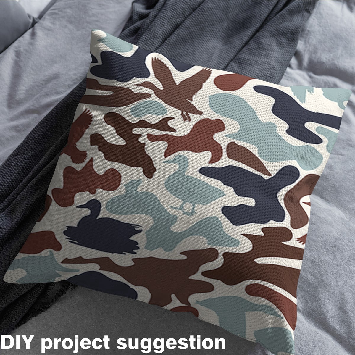 Manfei Abstract Camouflage Fabric by the Yard (3 Yards), Modern Geometric Decorative Fabric by the Yard, Camo Theme DIY Fabric, Brown Gray Beige