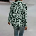thumbnail image 4 of Fiaer,Leopard Print Long Sleeve Shirts for Women,Womens Blouses Oversized Button down V Neck,Going out Workout Casual Fall Trendy Tops for Women with Pocket Mint Green1 XXL, 4 of 5