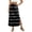 Black, variant on High Waisted Striped Maxi Skirt, Casual Flowy Side Slit Long Skirt with Pockets, Elastic Waist Drawstring Summer Beach Bottoms