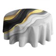 thumbnail image 4 of Black White Gold Wave Marble Round Tablecloth 60"x60",Wrinkle Wipeable Table Cloth for Kitchen Dining Room Picnic Patio Party, 4 of 6
