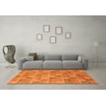 thumbnail image 3 of Ahgly Company Indoor Round Abstract Orange Modern Area Rugs, 3' Round, 3 of 4