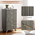 thumbnail image 6 of Ktaxon Fluted Tall 5 Drawer Dresser Solid Wood Chest of Drawers with Soft Close Slides Storage Cabinet for Bedroom Living Room Entryway Gray, 6 of 6