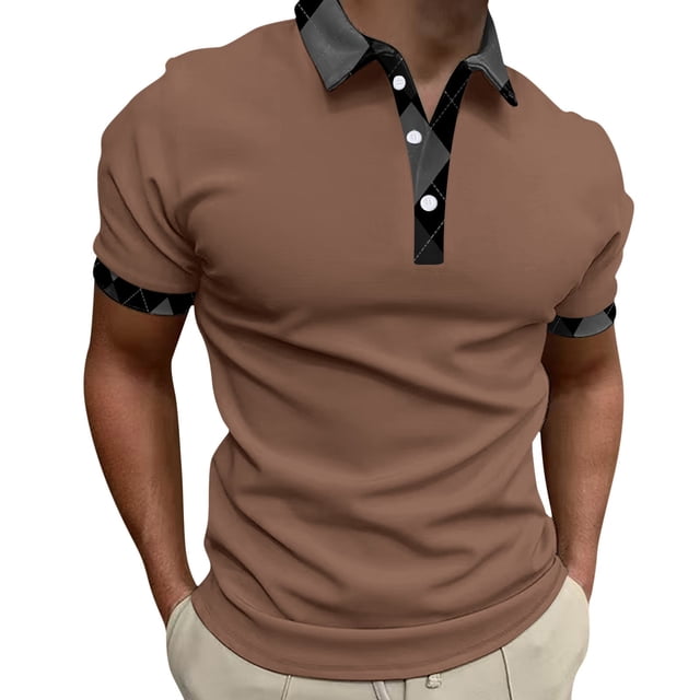 Gibobby Playera Polo Hombre Manga Corta Moda Casual Camisa(Café,XG)