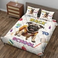 thumbnail image 3 of Back to School Cute Pug Quilt Bedding Set Dog Lover Gifts 1 Blanket Bed Cover 2 Pillowcases - 13010, 3 of 5