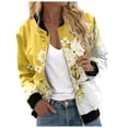 thumbnail image 2 of XMHJSMD Women Trendy Casual Zip Up Floral Print Coat Outerwear Lightweight Long Sleeve Fall Workout Running Jacket(Yellow,Xxl), 2 of 5