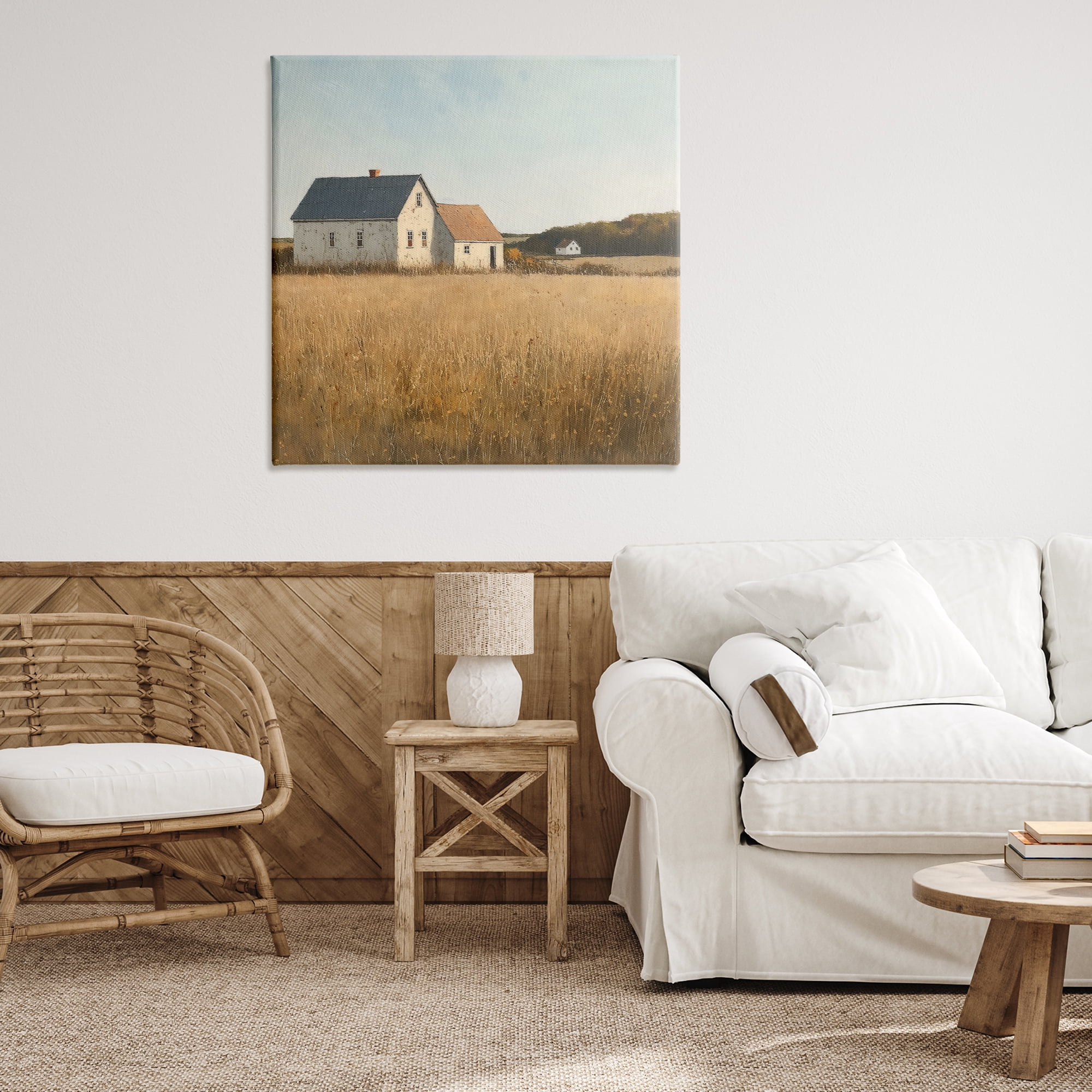 Stupell Industries Clear Sky over Barn Landscape & Nature Painting Wrapped Canvas Art Print Wall Art, 36 x 36