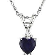 1/2 Carat T.G.W. Created Sapphire Heart and Diamond Accent in 10kt White Gold Pendant Necklace, 17
