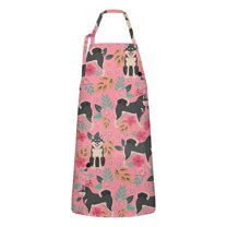 Shiba Inu Dog and Flower Floral Apron-Garden Aprons for Women with Pockets-Cotton Linen Waterproof Kitchen Cooking Gardening Aprons Adjustable for Kitchen,Cooking,BBQ and Salon 33x27 Inch